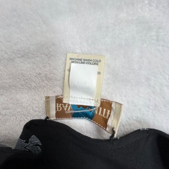 Vintage Travel Smith Black Floral Print V-Neck Short Sleeves Midi Dress Size 10 - Picture 4 of 8